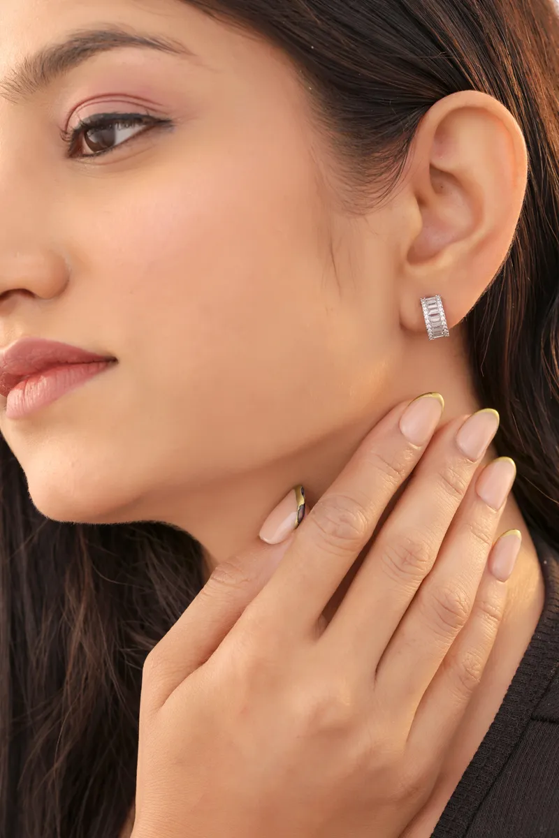 Buy 1 Get 1 Free-American Diamond And Chowki Diamond Silver Plated Fancy Earrings Bali