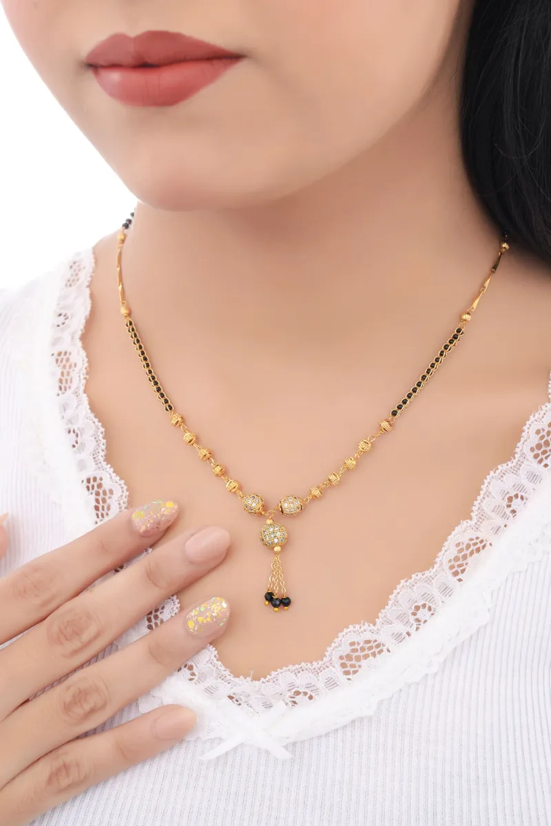 Buy 1 Get 1 Free - Elegant Triple Bead Drop Mangalsutra Necklace
