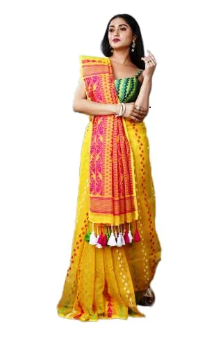 rupanjali SOFT COTTON DHAKI JAMDANI HANDLOOM SAREES FOR WOMEN | RS_J002 (YELLOW/009)