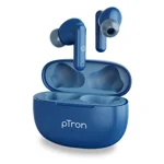 PTron Newly Launched Bassbuds Zen in-Ear Wireless TWS Earbuds with Quad ENC Mic TruTalk, 50Hrs Playtime, Bluetooth Headphone 5.3 with Mic, Deep Bass, Touch Control, Type-C Fast Charging & IPX4 (Blue)