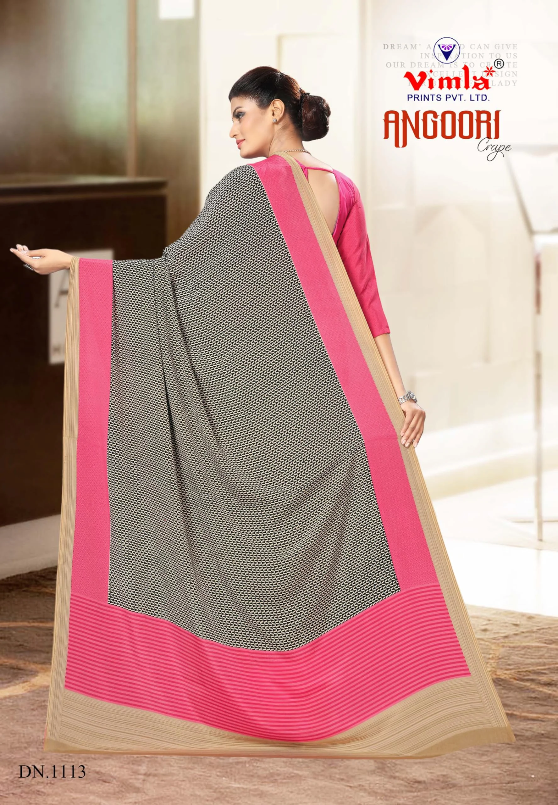 Vimla Women's Multi Crape Silk Uniform Saree with Blouse (Free Size_1113_Multicolor) - image 5