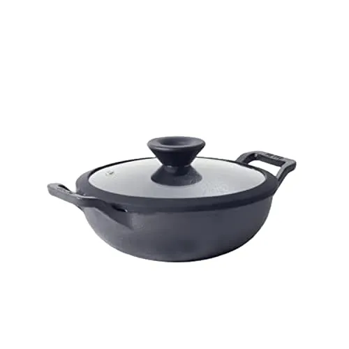 Meyer Pre Seasoned Cast Iron Kadai 20cm, Black