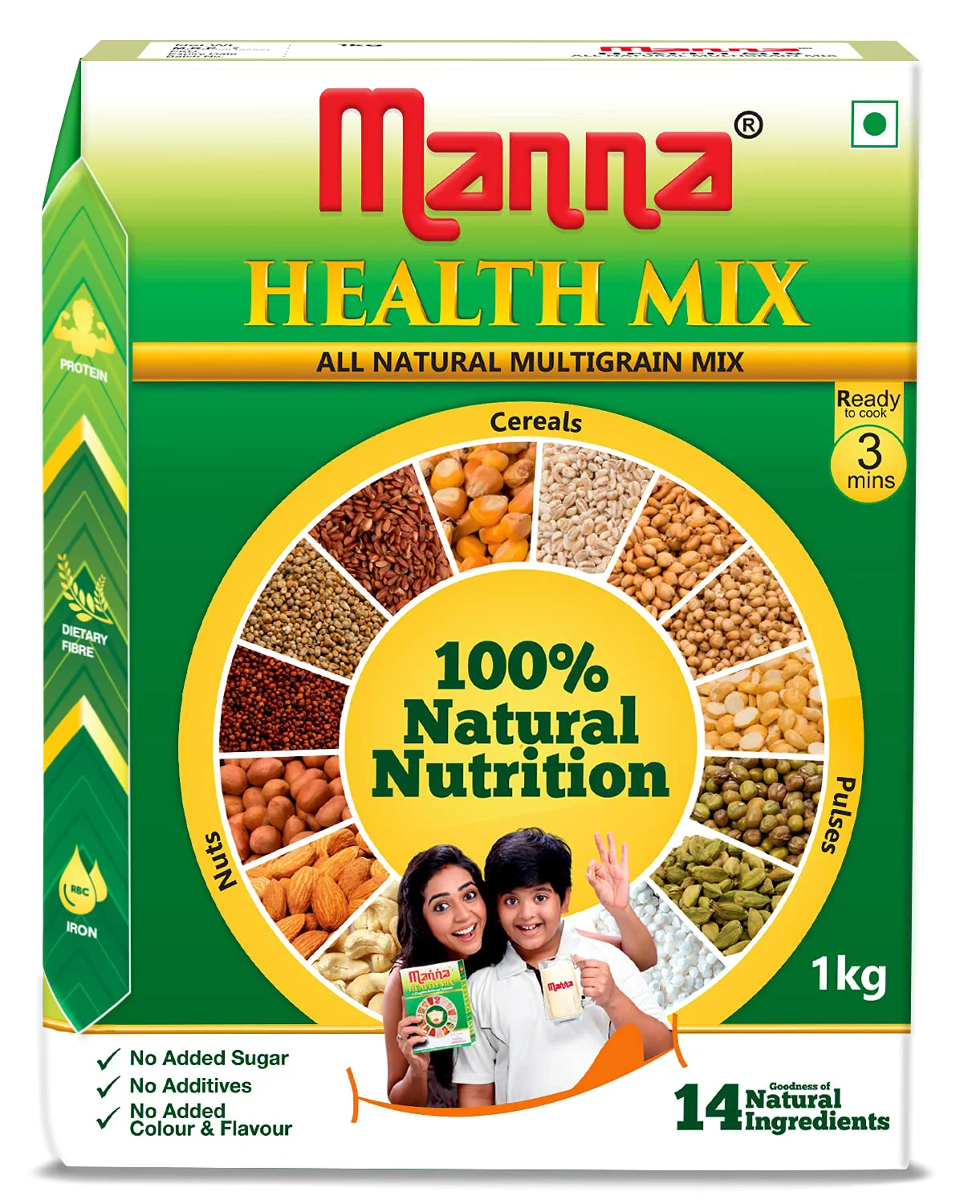 Manna Health Mix - 1kg | Multi Millet Health Drink Mix Powder for Kids | Millets, Nuts, Cereals & Pulses | Sathu maavu | Porridge Mix