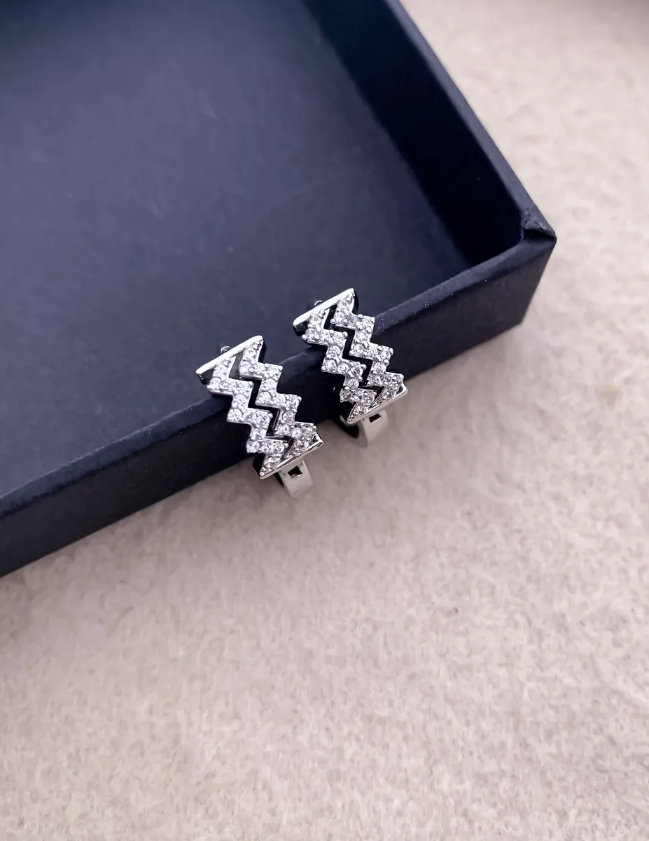 Buy 1 Get 1 Free -American Diamond silver Pleted Fancy Delicate Bali Earring