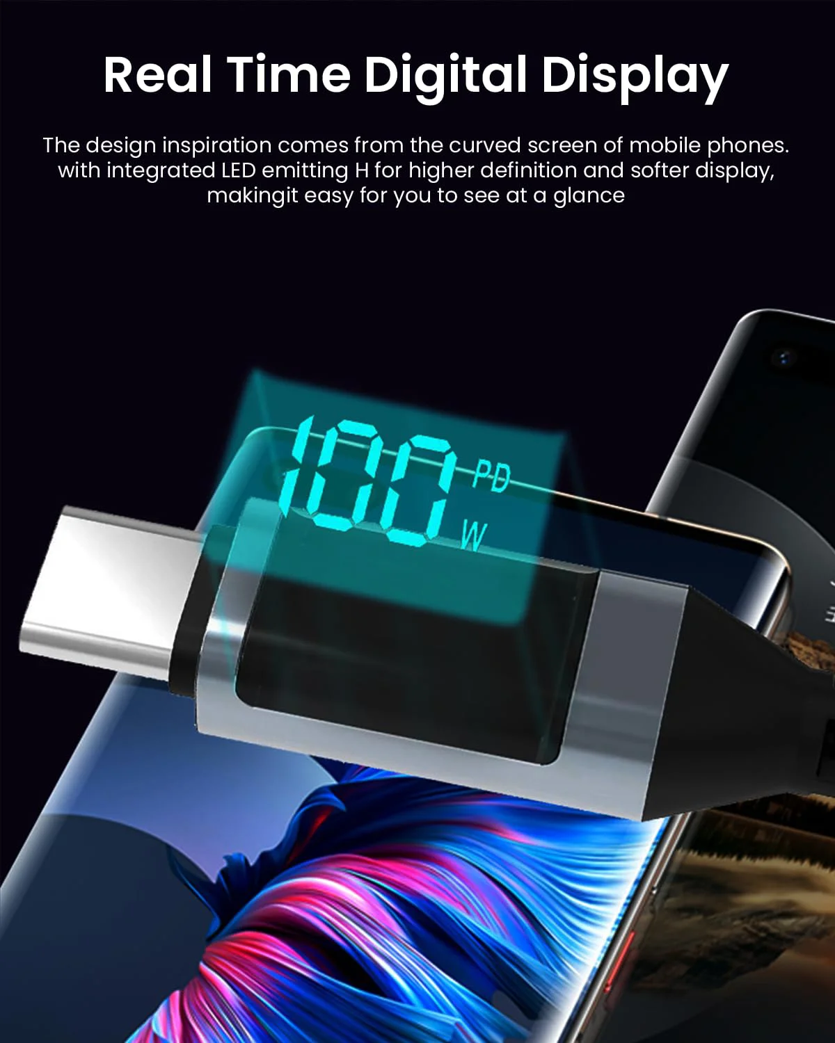 Verilux® Type C to Type C Cable, 3.9Ft USB Type C Cable with LCD Display 100W Fast Charging & Data Transfer Male to Male C Type Extension Cable Compatible with MacBook Pro/iPad Pro/iPad Air/GalaxyS20 - image 5