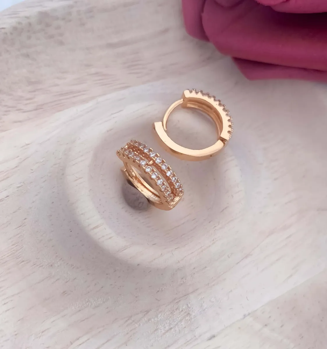 Buy 1 Get 1 Free -American Double Line Diamond Rose Gold Fancy Delicate Earrings Baali