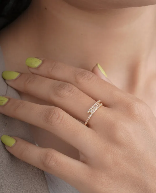 American Diamond High Gold Plated Delicate Fancy Ring