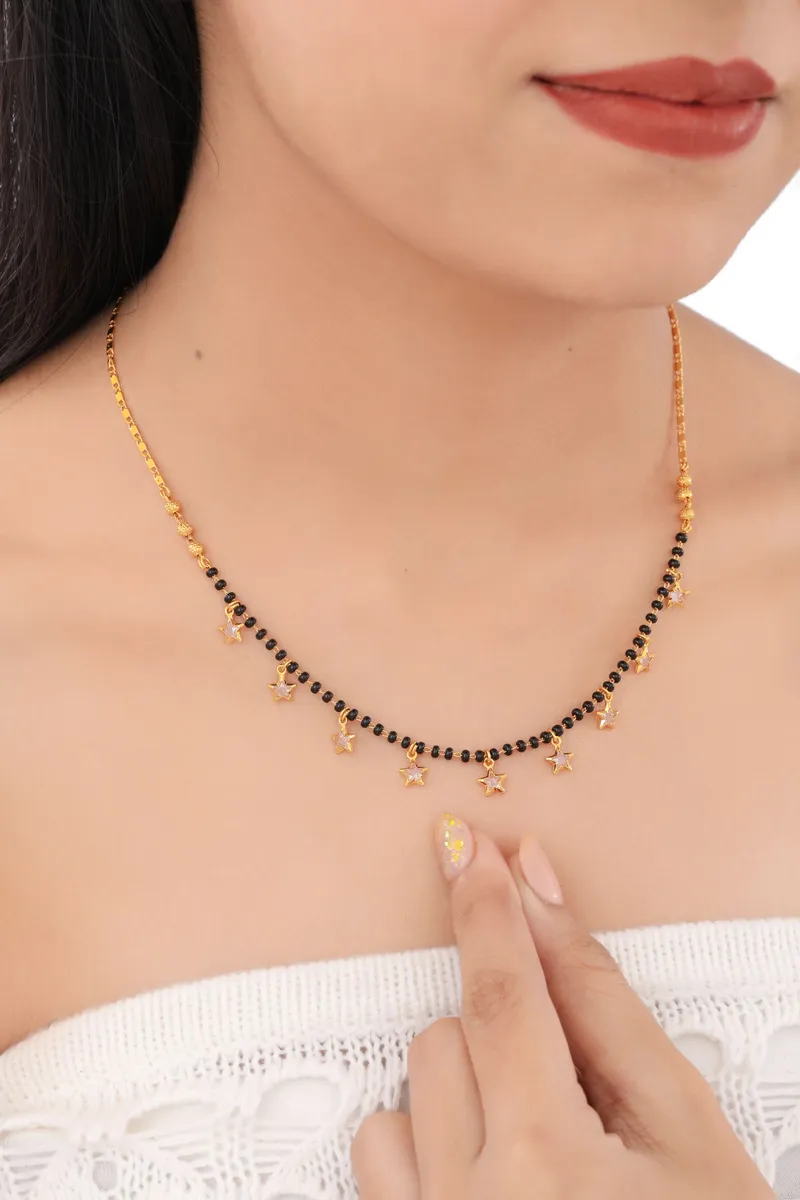 Buy 1 Get 1 Free -Star Charm Black Beads Mangalsutra