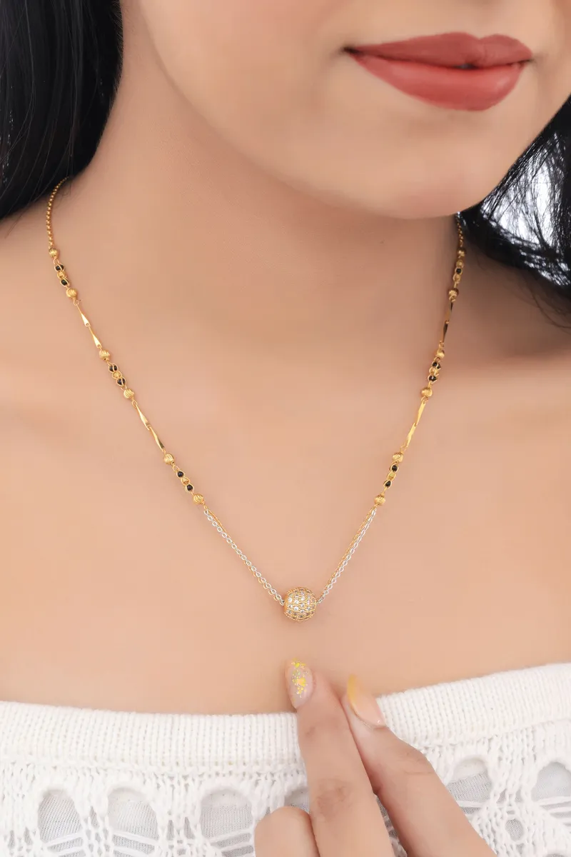 Buy 1 Get 1 Free - Crystal Ball Minimal Mangalsutra with Dual-Tone Chain