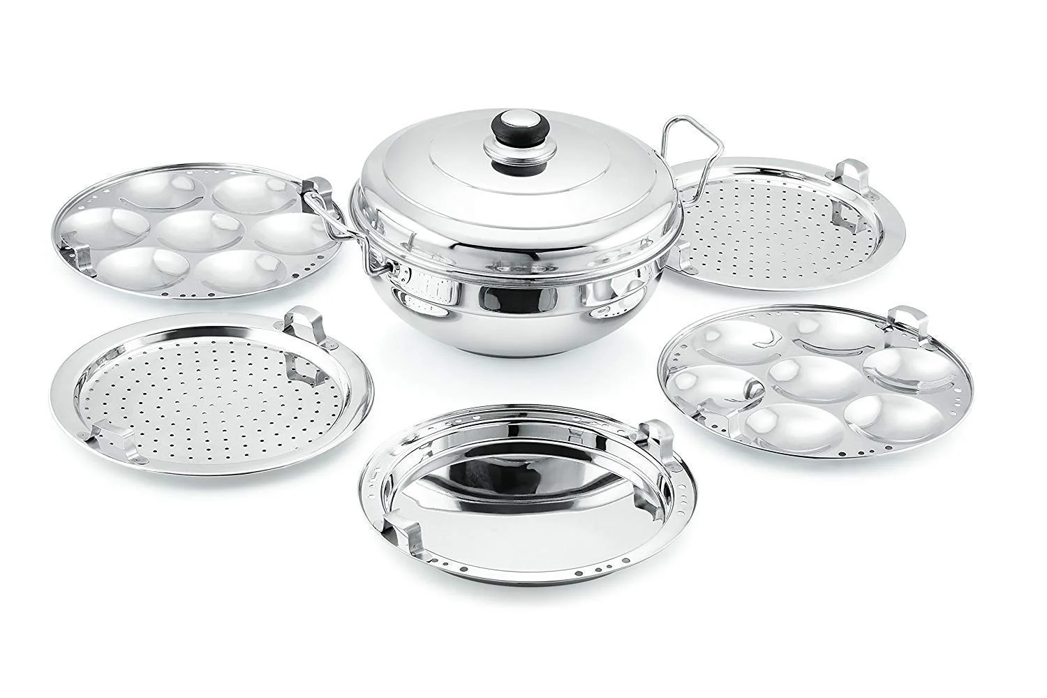 WayMore® Triply Multi Kadai Steamer with Induction & GasTop Compatible 5 Plate 2 Idli | 2 Dhokla | 1 Patra | Momo's | 28.5 cm Dia) - image 1