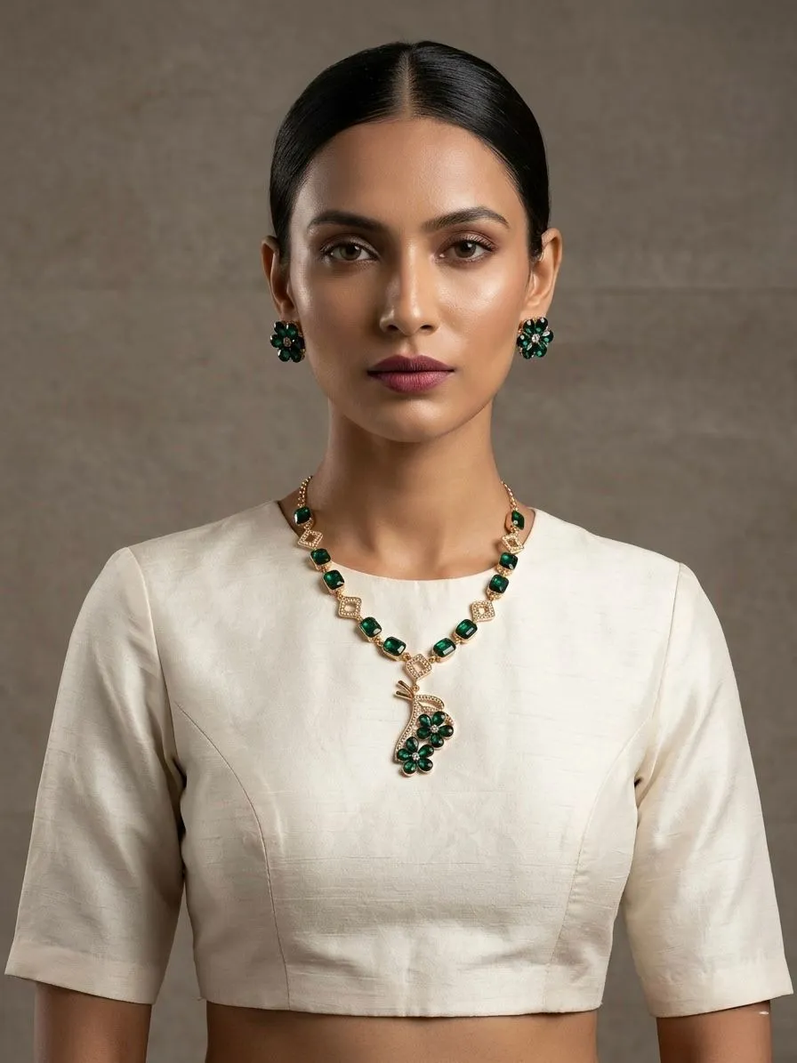 Zarmina Panna Necklace Set of Three Pieces – Artificial Jewellery | Arveeta