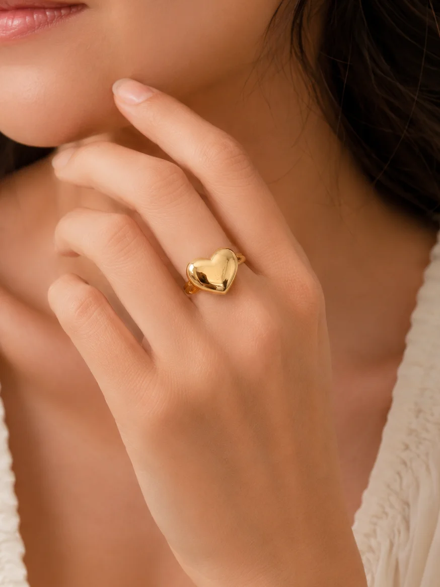 Classic Gold Heart Statement Ring