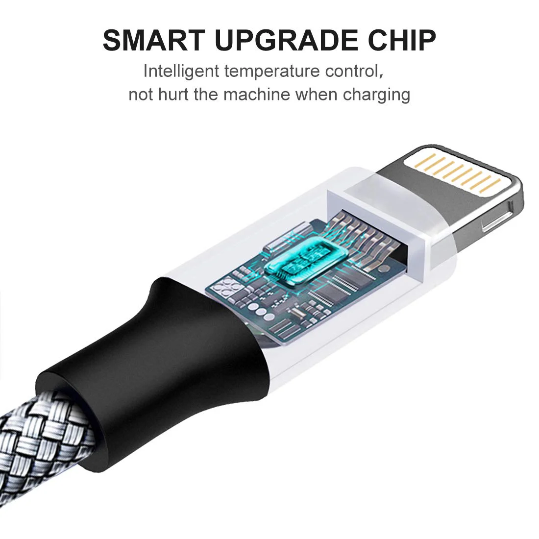 Wayona Nylon Braided USB to Lightning Fast Charging and Data Sync Cable Compatible for iPhone 13, 12,11, X, 8, 7, 6, 5, iPad Air, Pro, Mini (3 FT Pack of 1, Grey) - image 4