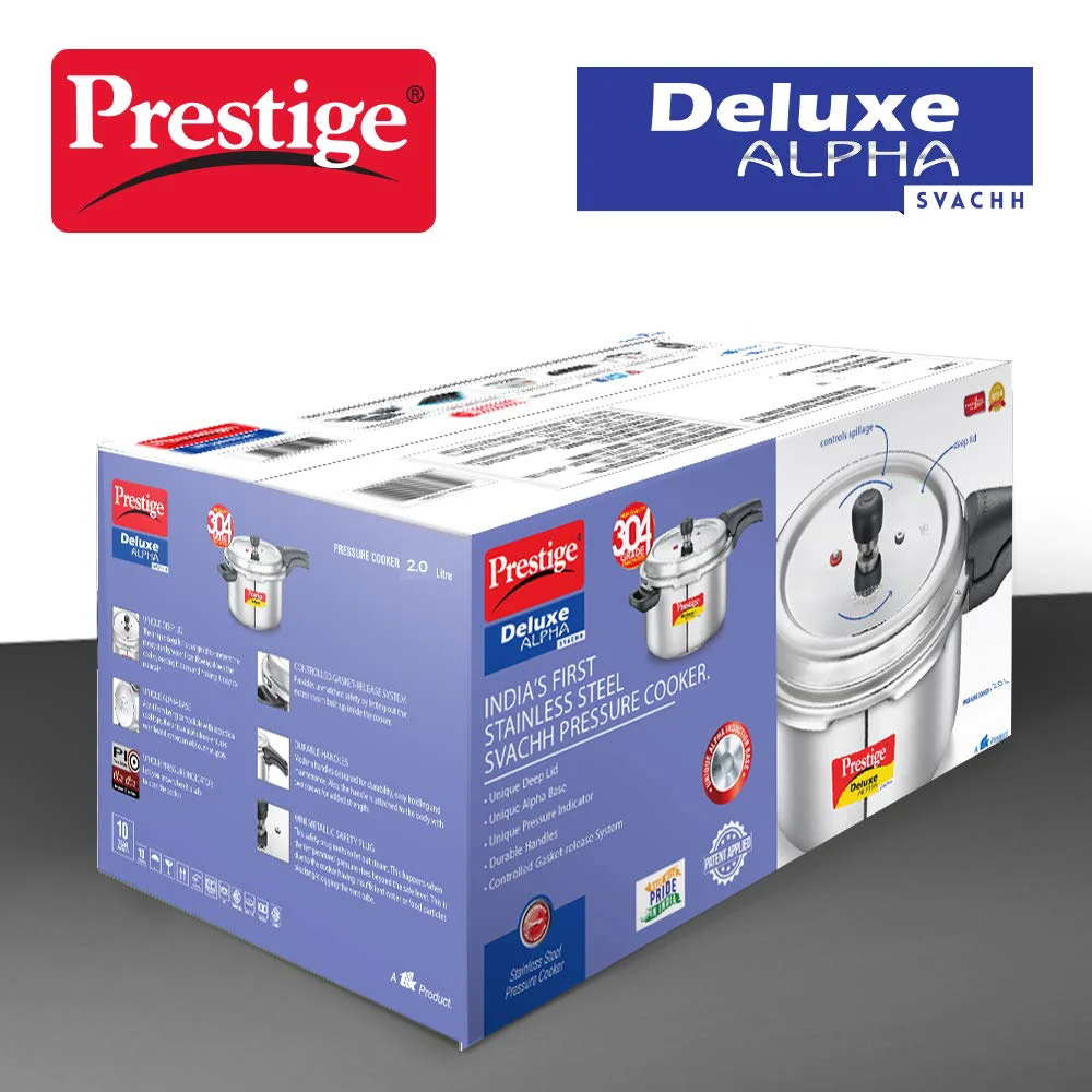 Prestige Svachh Deluxe Alpha 2.0 Litre Stainless Steel Outer Lid Pressure Cookers, Silver, 2 Liter - image 4