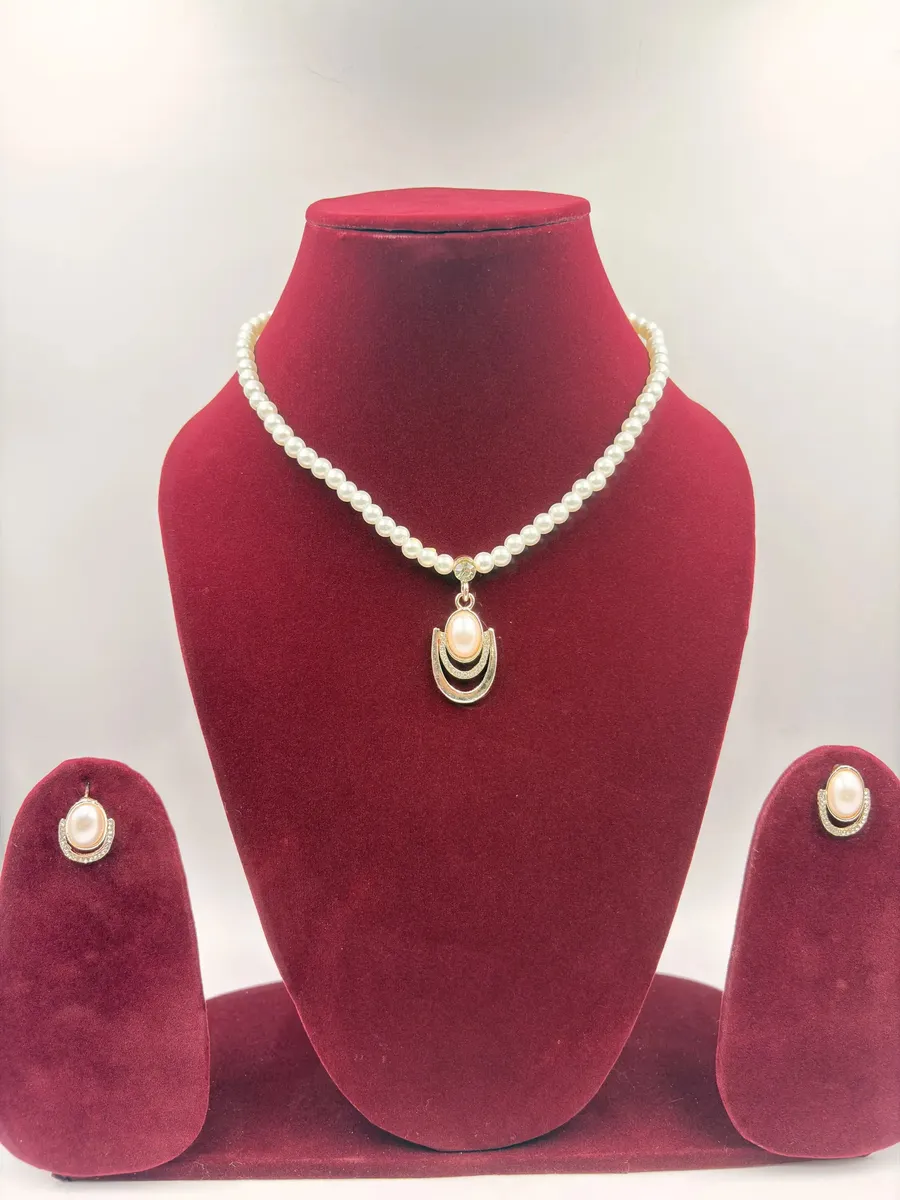 Pearl Necklace with Floral Pendant Set – Fashion Jewellery for Women