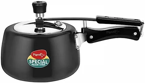 Pigeon by Stovekraft 3 Litre Special Plus Contura Hard Anodised Inner Lid Induction Base Pressure Cooker (Black) BIS Certified