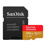 SanDisk 256GB Extreme microSDXC, 160MB/s R, 90MB/s W,C10,UHS 1,U3,A2 Card,for 4K Video Rec on Smartphones, Action Cams & Drones SDSQXA1