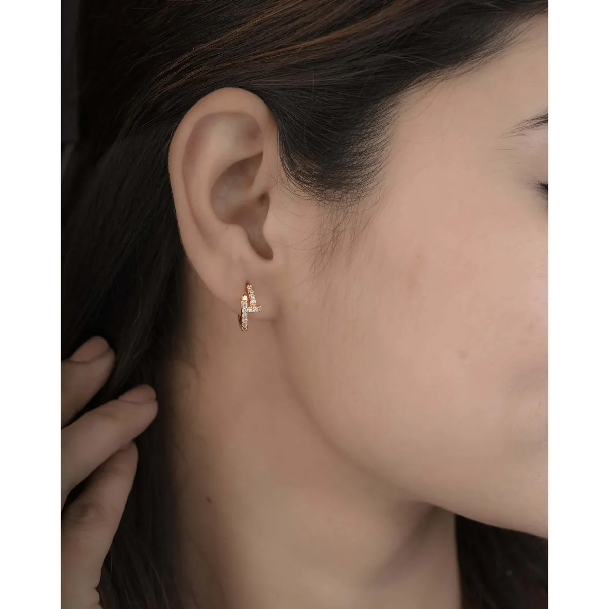 Buy 1 Get 1 Free-American Diamond High Rose Gold Fancy Bali Earring