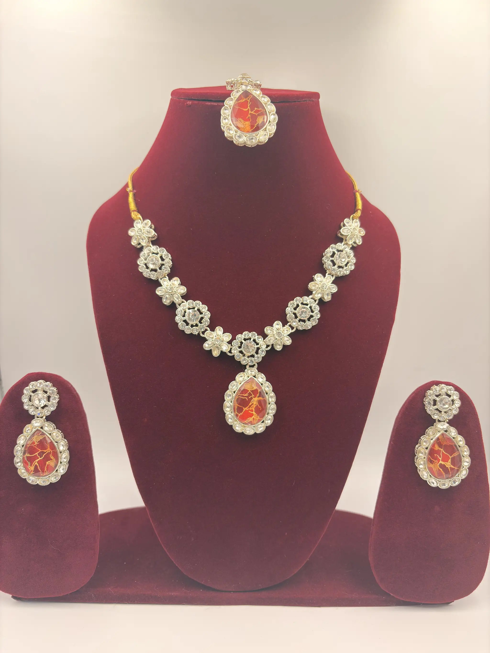 Raktima Pushp Necklace Set – 4-Piece Bridal Artificial Jewellery
