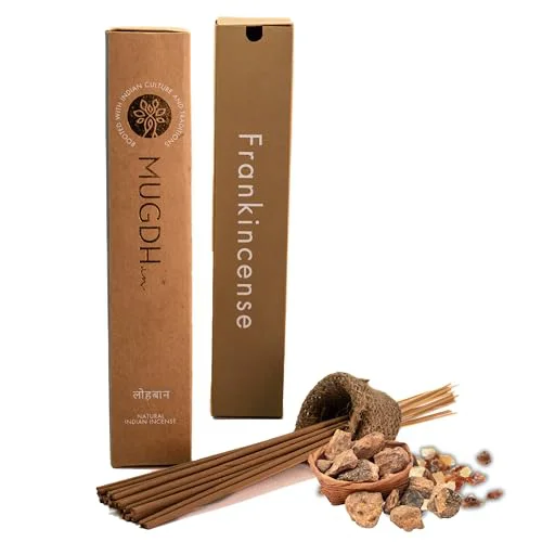 Mugdh Natural Incense Sticks (Pack of 1) - 50 Sticks | 100% Natural Ingredients | Charcoal Free | Irritation Free Smoke | Agarbatti for Mind & Soul | Subtle Luxury Fragrance (Loban)