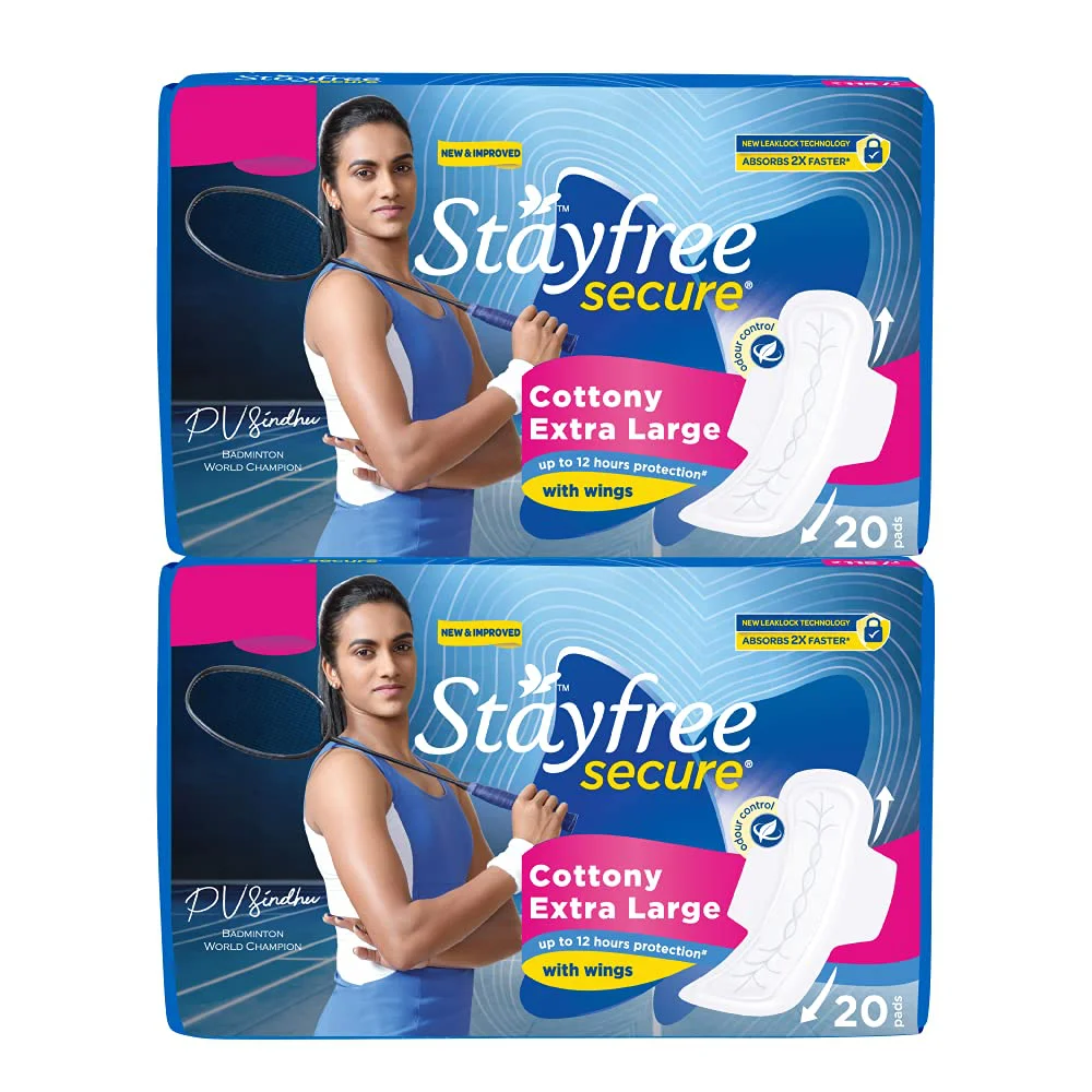 Stayfree Secure Cottony Soft Cover Sanitary Pads For Women Combo, 20s x 2, X-Large, Pack of 40 - image 2