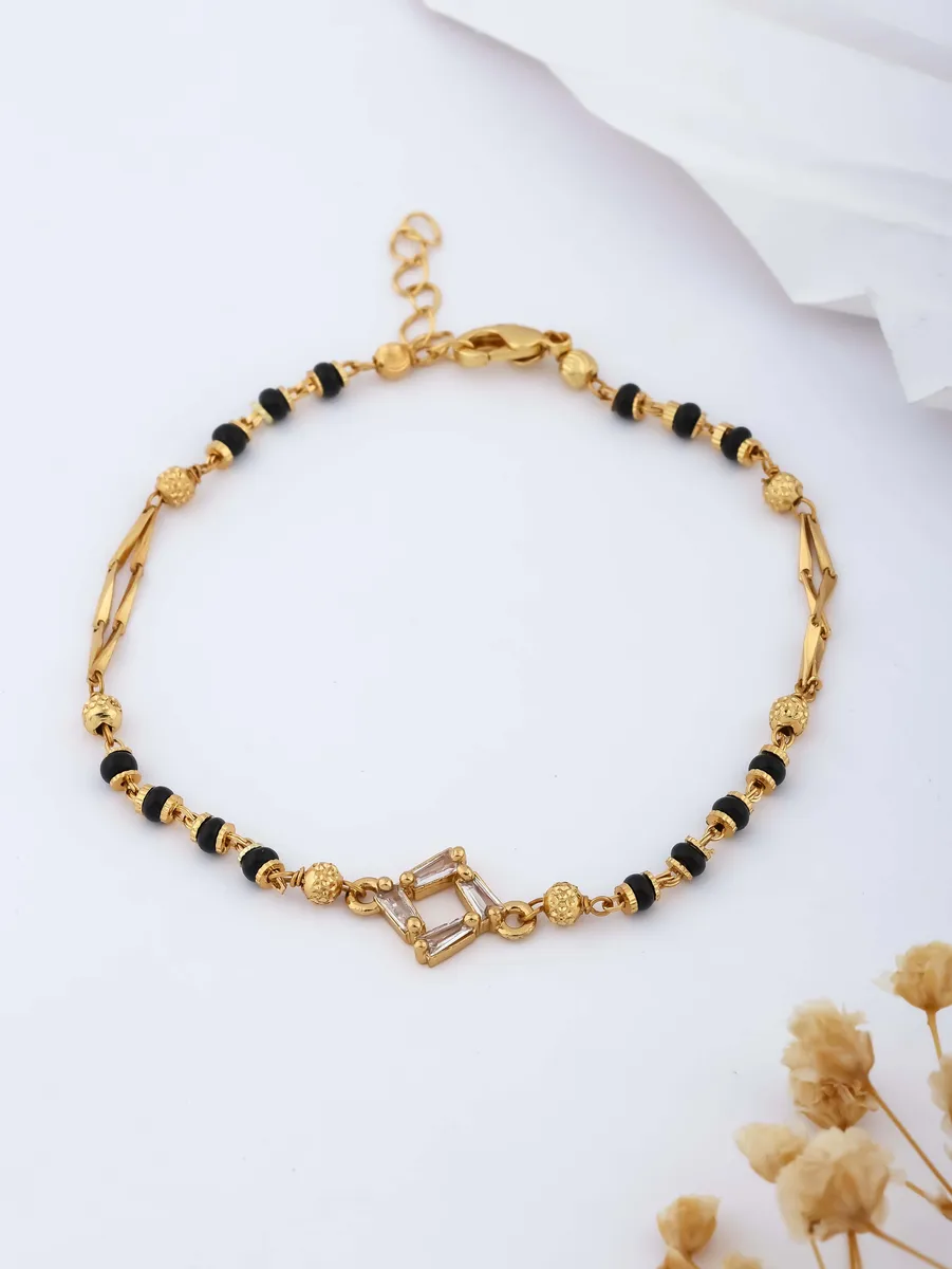 American Diamond Gold Plated Delicate Fancy Hand Mangalsutra