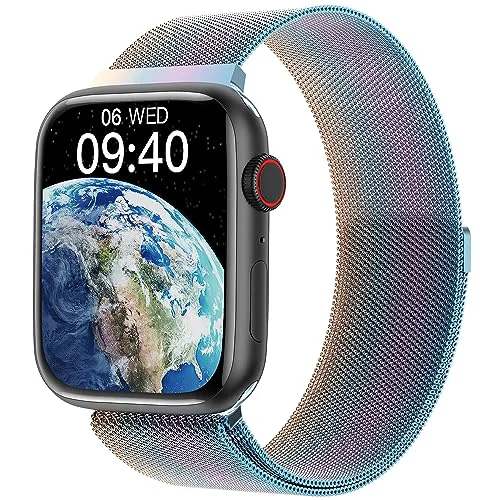 Fire-Boltt Newly Launched Vogue Large 2.05" Display Smart Watch, Always On Display, Wireless Charging, App Based GPS with Bluetooth Calling & 500+ Watch Faces (Steel Rainbow)