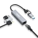 Verilux® USB HUB 3.0 for PC, 4-in-1 Type C HUB with 1 USB 3.0, 2 USB 2.0 & 100Mbps Ethernet Port, Type C/USB Ethernet Adapter for Laptop LAN Connetor Support Windows, Chromebook, Mac, Linux