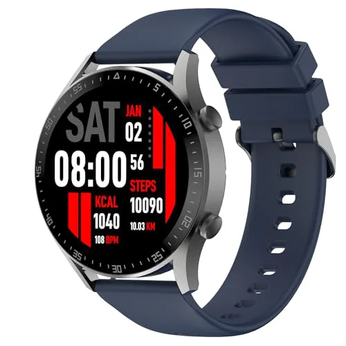 Fire-Boltt India's No 1 Smartwatch Brand Talk 2 Bluetooth Calling Smartwatch with Dual Button, Hands On Voice Assistance, 120 Sports Modes, in Built Mic & Speaker with IP68 Rating (Navy Blue)