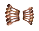 PEBBLECRAFTS Set of Handmade Wooden Spoon and Masala Condiment Spoon (5 inches, 4 inches) -Set of 12