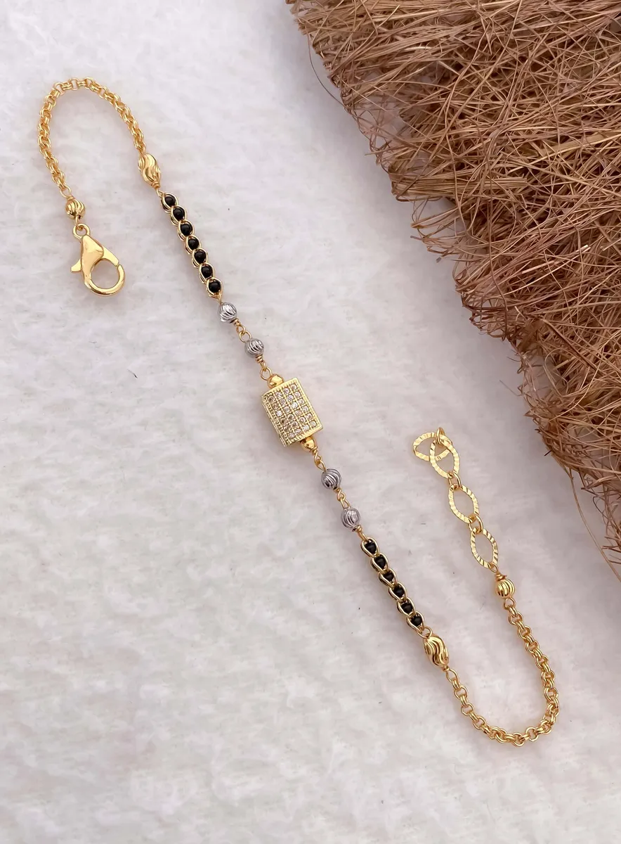 American Diamond Gold Plated Hand Mangalsutra