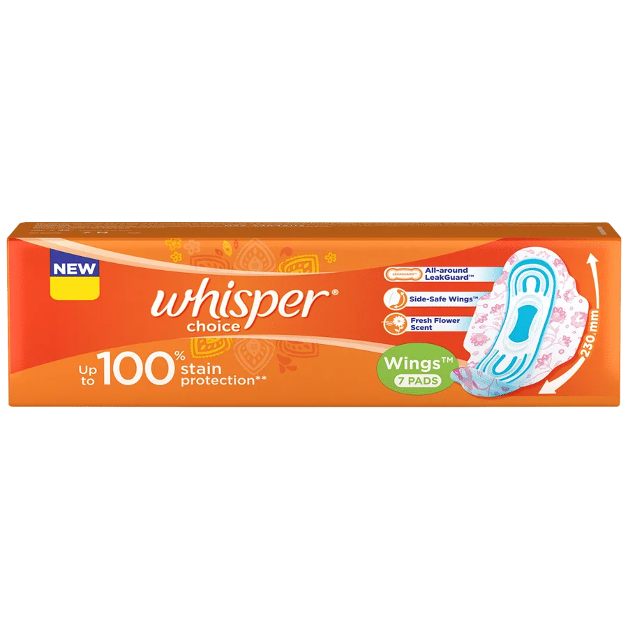 Whisper Choice Sanitary Pads - With Fresh Flower Scent, Protects From Stains, 7 Pcs - image 2