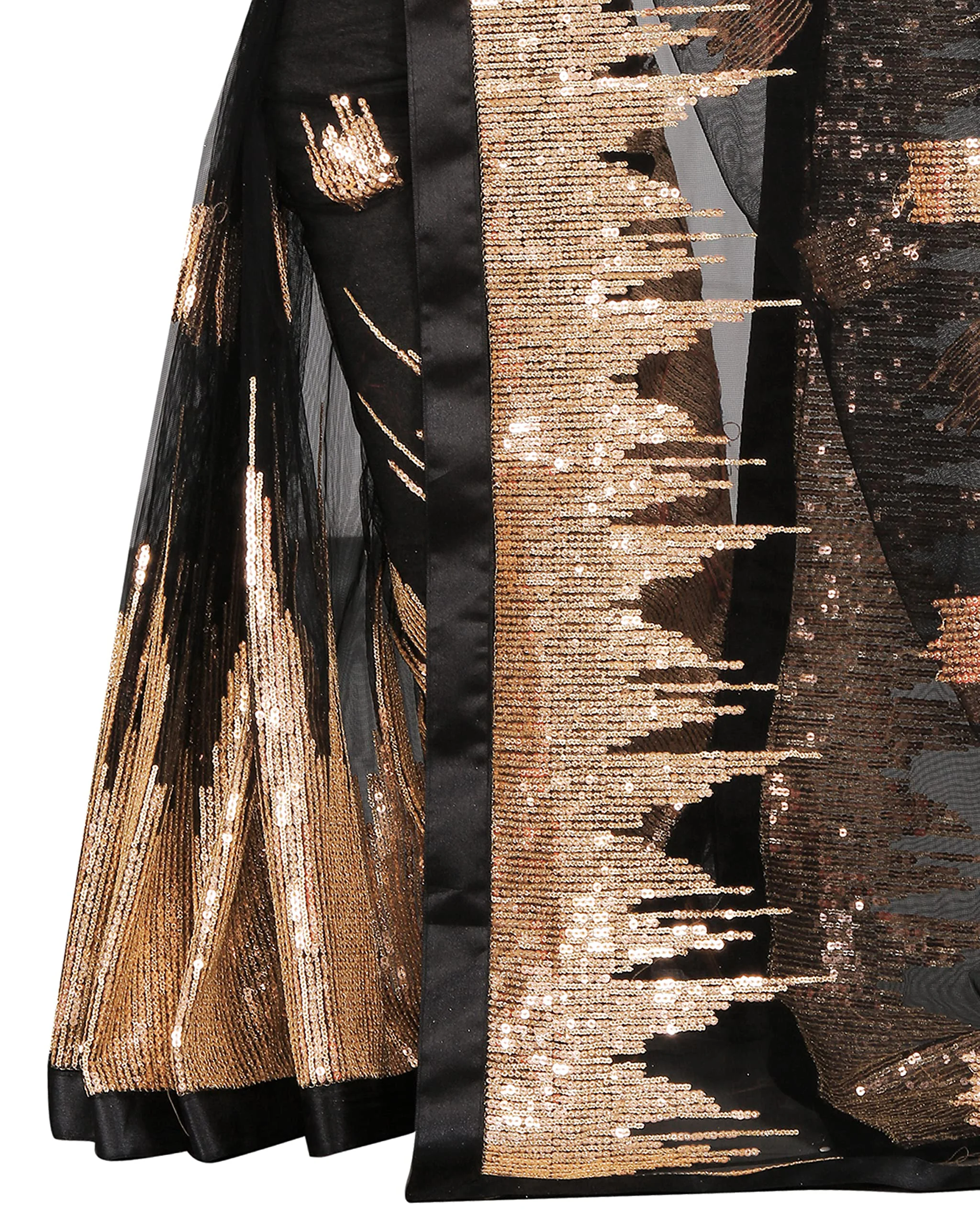 Vastraani Women's Sequined Woven Net Saree with Blouse Piece (Black, Free Size) - image 4