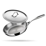 Stahl Artisan Triply Stainless Steel Fry Pan with Lid, Induction & Gas Stove Compatible Frying Pan, Omelette Pan, Egg Pan, 1.1 L, 20 cm