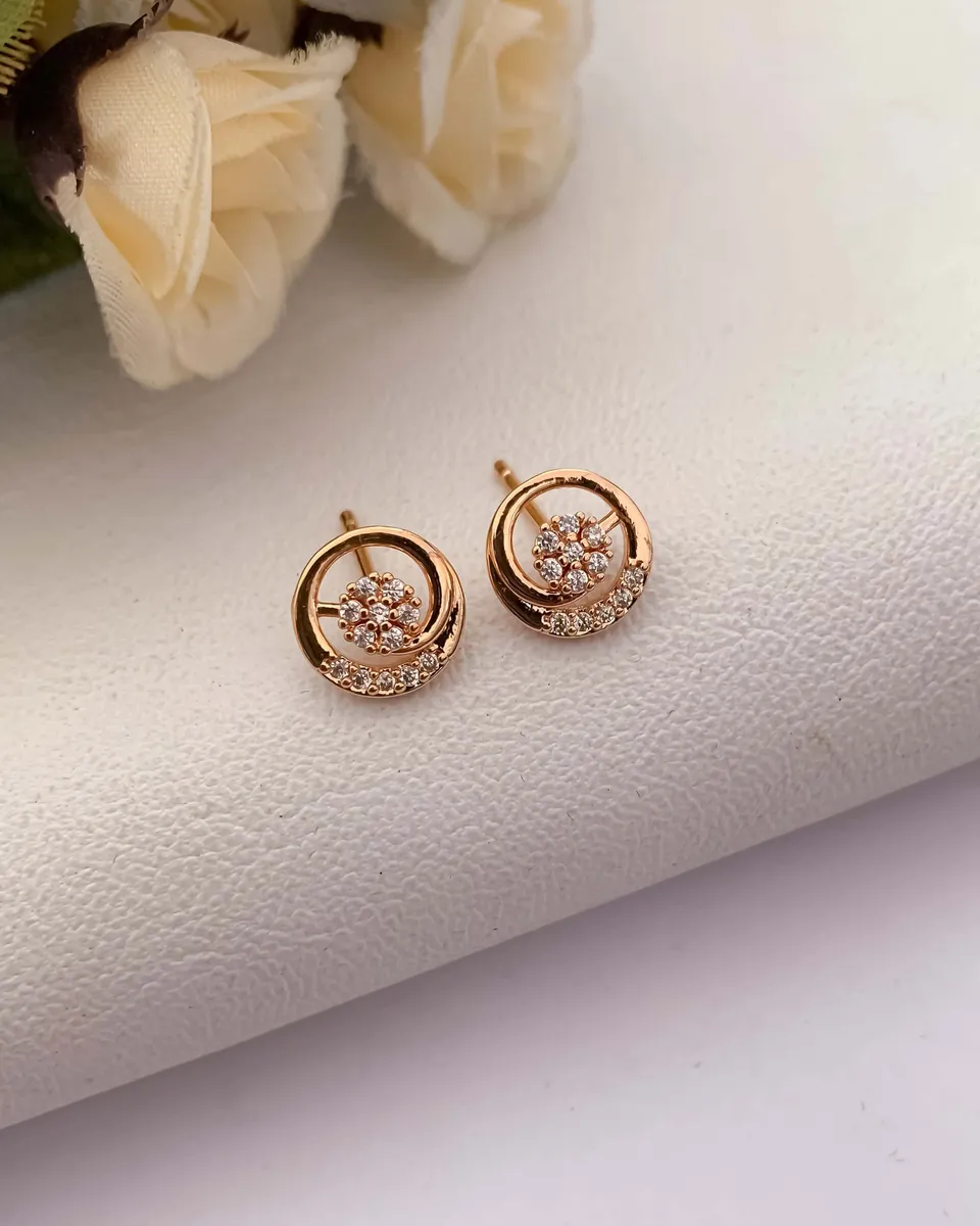 Buy 1 Get 1 Free -American Diamond  Rose Gold  Delicate Fancy Earrings