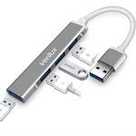 Verilux® USB Hub 3.0 for PC Multiport Adapter with 4 USB Ports High Speed 3.0 USB Hub for Laptop Aluminium USB Extender with Multi USB Port for MacBook, Mac Pro Mini, iMac