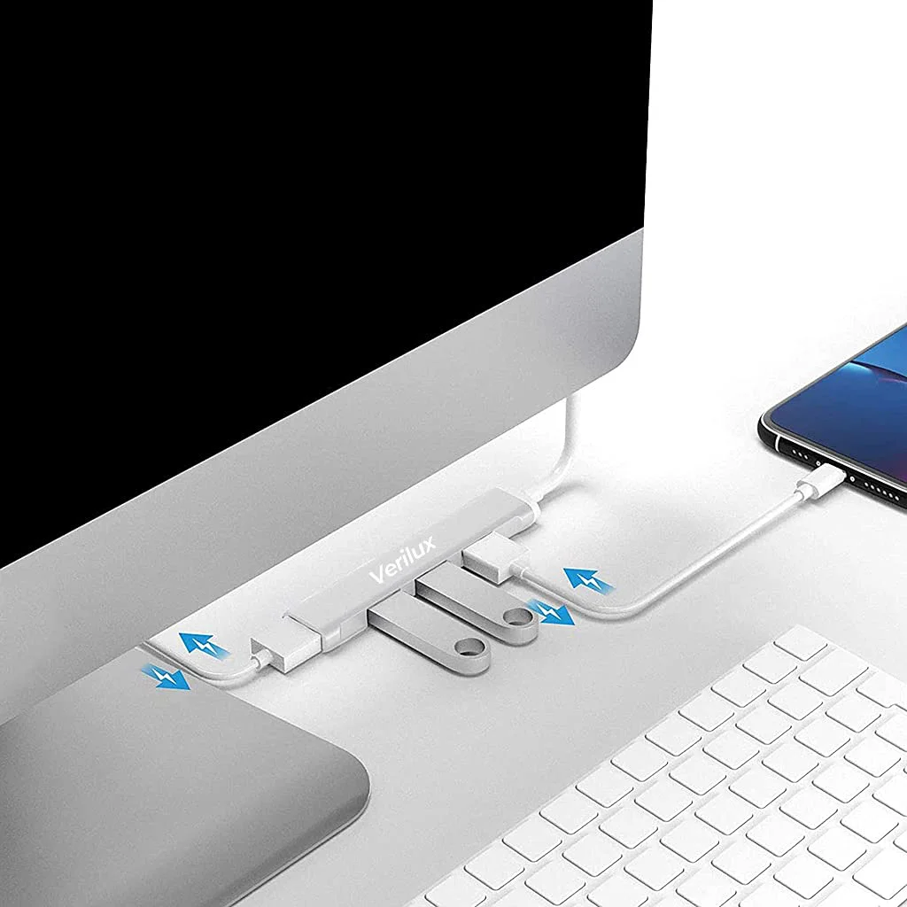 Verilux® USB Hub 3.0 for PC Multiport Adapter with 4 USB Ports High Speed 3.0 USB Hub for Laptop Aluminium USB Extender with Multi USB Port for MacBook, Mac Pro Mini, iMac - image 3