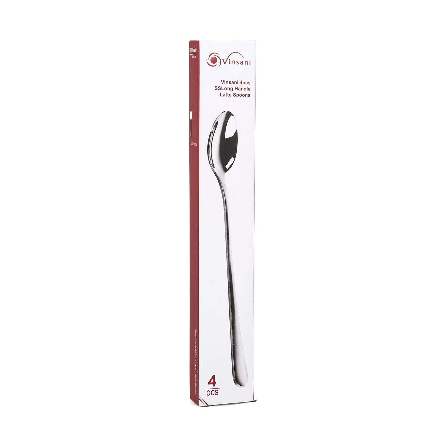 Vinsani Latte Spoons, Set of 4 Long Handle Spoons, Stainless Steel Coffee Spoons Tea Spoon Ideal for Latte Coffee, Espresso, Hot Chocolate, Hot Drinks, Dessert & Ice Cream Sundae - 7.8 inch (Silver) - image 4