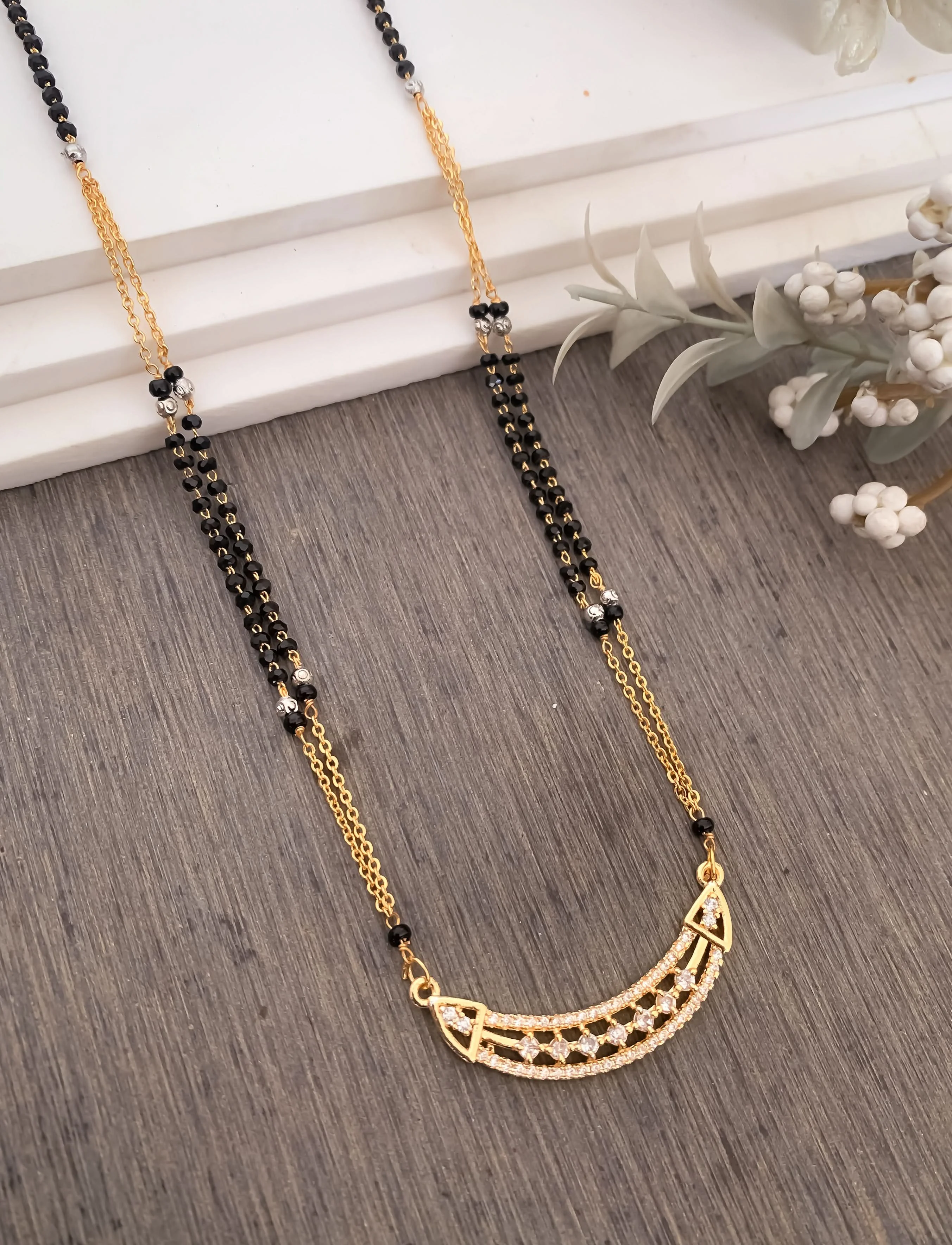 Buy 1 Get 1 Free -  American Diamond Fancy High Gold Delicate Mangalsutra