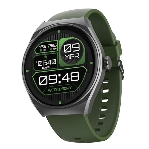 boAt Lunar Comet Smart Watch with 1.39" HD Display, Advanced Bluetooth Calling, Functional Crown, Multiple Sports Mode,100 Watch Faces, Heart Rate & SPO2 Monitoring,IP67(Olive Green)