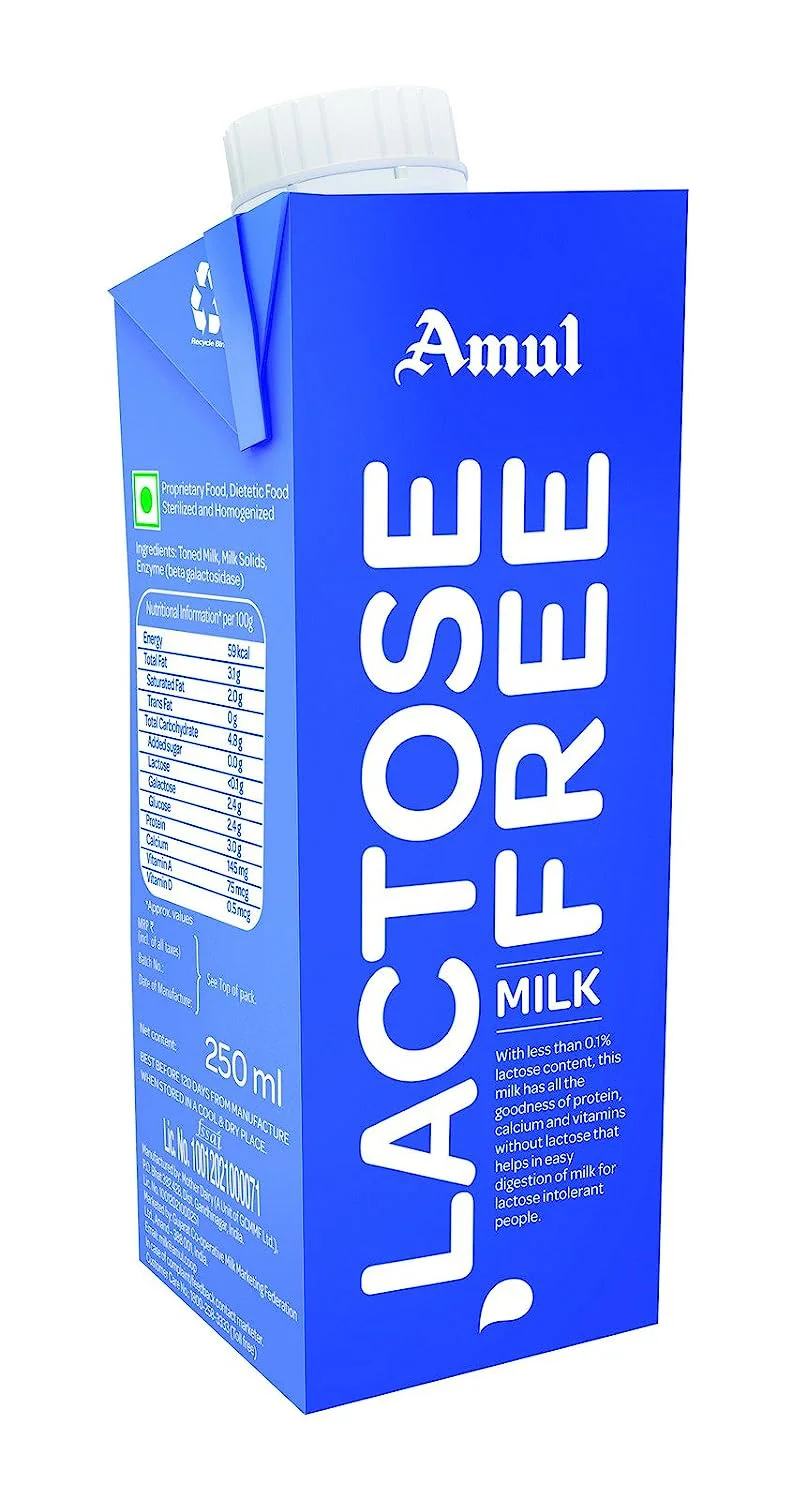 30x Amul Lactose Free Milk, Pack of 30 - 250 ml each