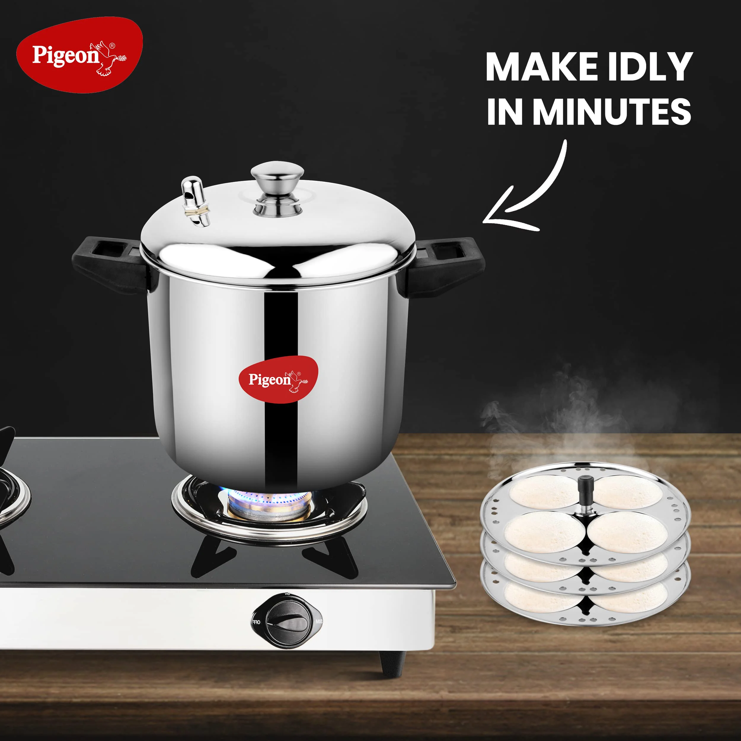 Pigeon Stainless Steel Idly Maker 4 Plates Compatible with Induction and Gas Stove - image 2