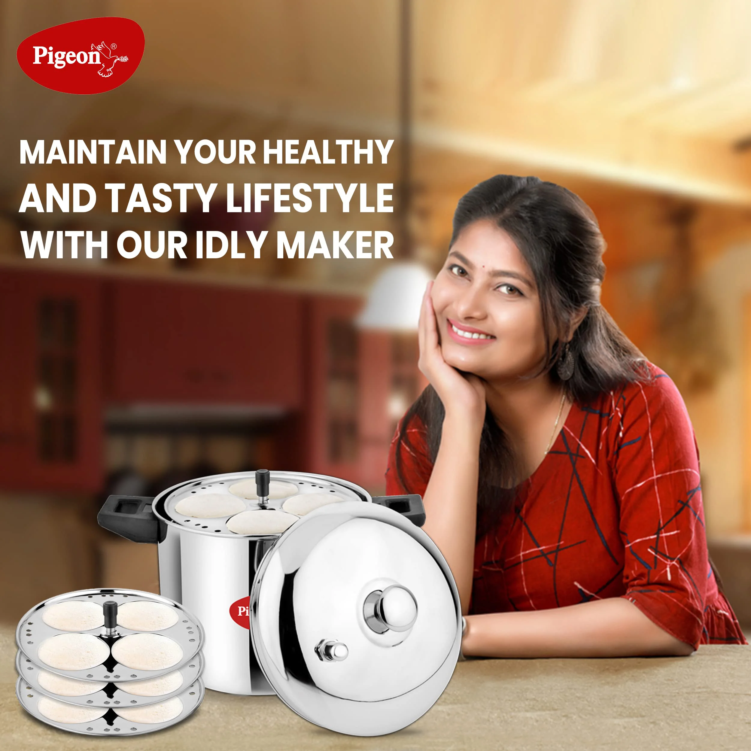 Pigeon Stainless Steel Idly Maker 4 Plates Compatible with Induction and Gas Stove - image 3