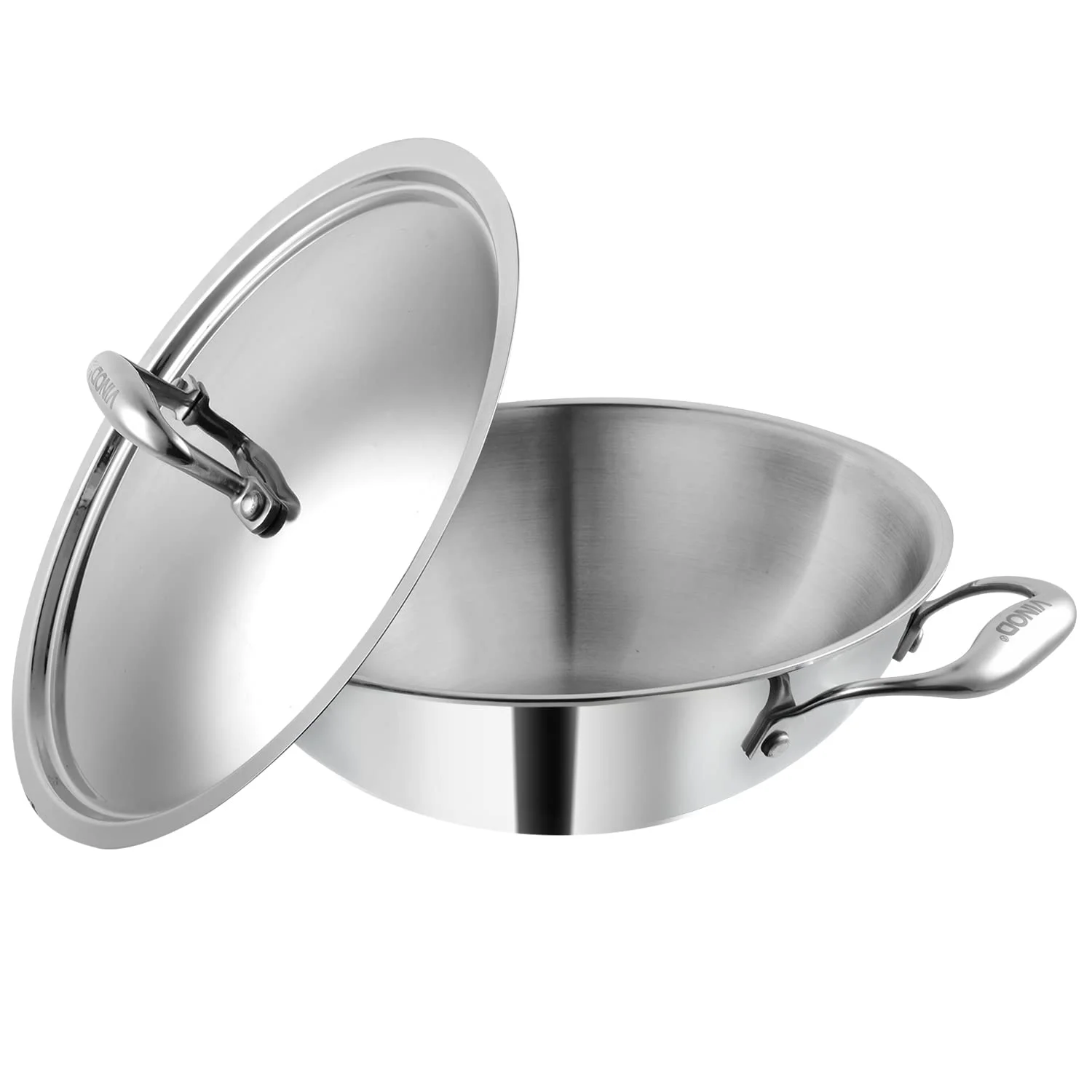 Vinod D Platinum Triply Stainless Steel Kadai with Stainless Steel Lid 2.5 litres Capacity (24 cm Diameter) - image 2
