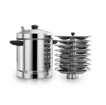 HORIZON Stainless Steel Idly Cooker Lid with Plates Idli MakerInduction and Gas Stove Compatible idli Maker (Idly Pot with 8 Plates)