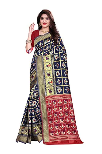 SATIKA RITI Woman's Solid Patola Beautiful Ethinic Wear Saree With Unstiched Blouse Piece (G-K-1112-NavyBlue-Free Size) - image 2