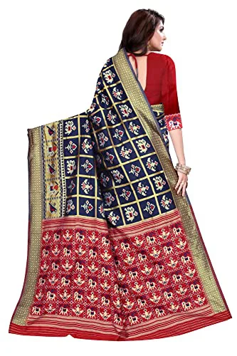 SATIKA RITI Woman's Solid Patola Beautiful Ethinic Wear Saree With Unstiched Blouse Piece (G-K-1112-NavyBlue-Free Size) - image 4