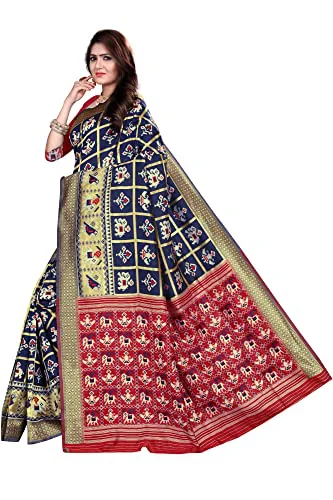 SATIKA RITI Woman's Solid Patola Beautiful Ethinic Wear Saree With Unstiched Blouse Piece (G-K-1112-NavyBlue-Free Size) - image 5