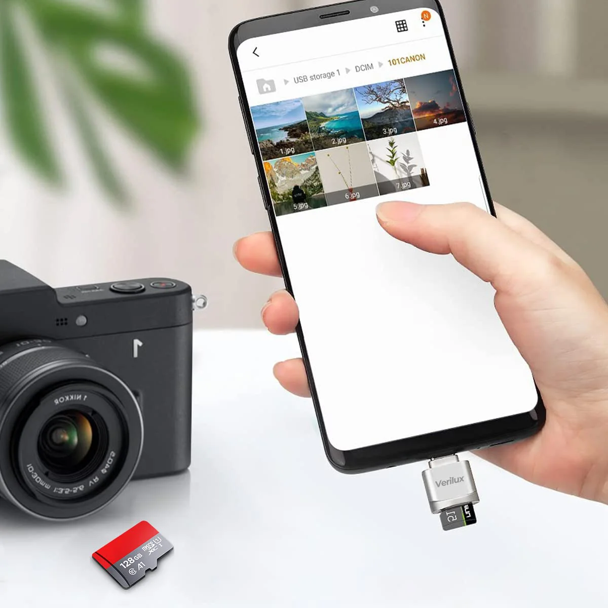 Verilux® Micro SD Card Reader Mini Type C Card Reader TF Card Reader with Keychain USB C to Micro SD SDHC SDXC OTG Memory Card Reader Compatible with Laptops, MacBook, Samsung Galaxy Note 20 - Silver - image 3