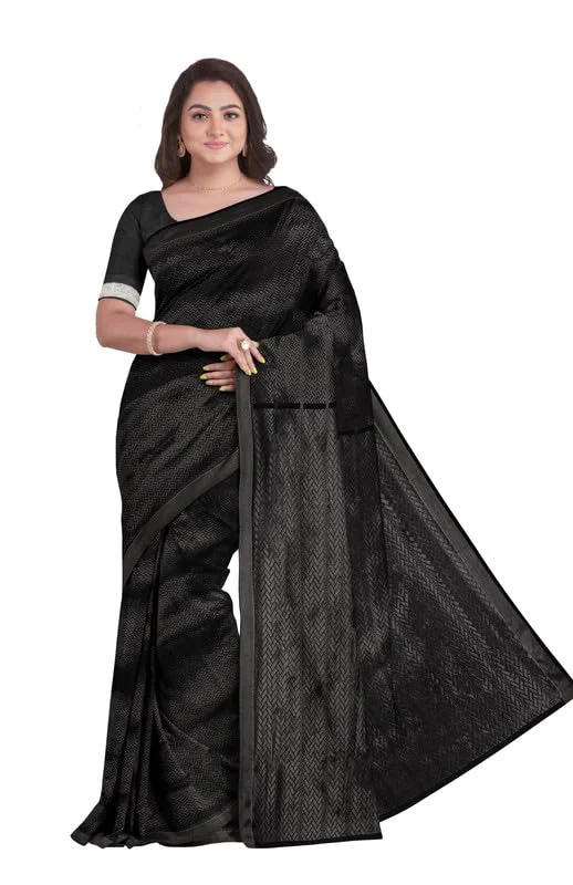 biswa bangla - where the world meets Handwoven Zari Silk Saree with Tassel with Unstiched Blouse Piece |Suitable For Wedding,Party and Festivals Ideal gift for women(5.5 Metres Saree_Black